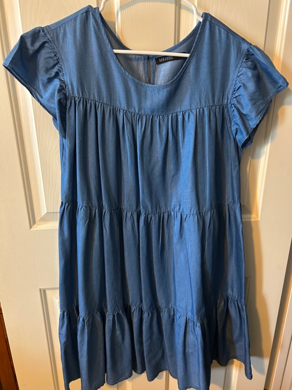 Mikarose Blue Short Sleeve Tiered Dress for Women